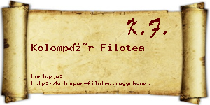 Kolompár Filotea névjegykártya